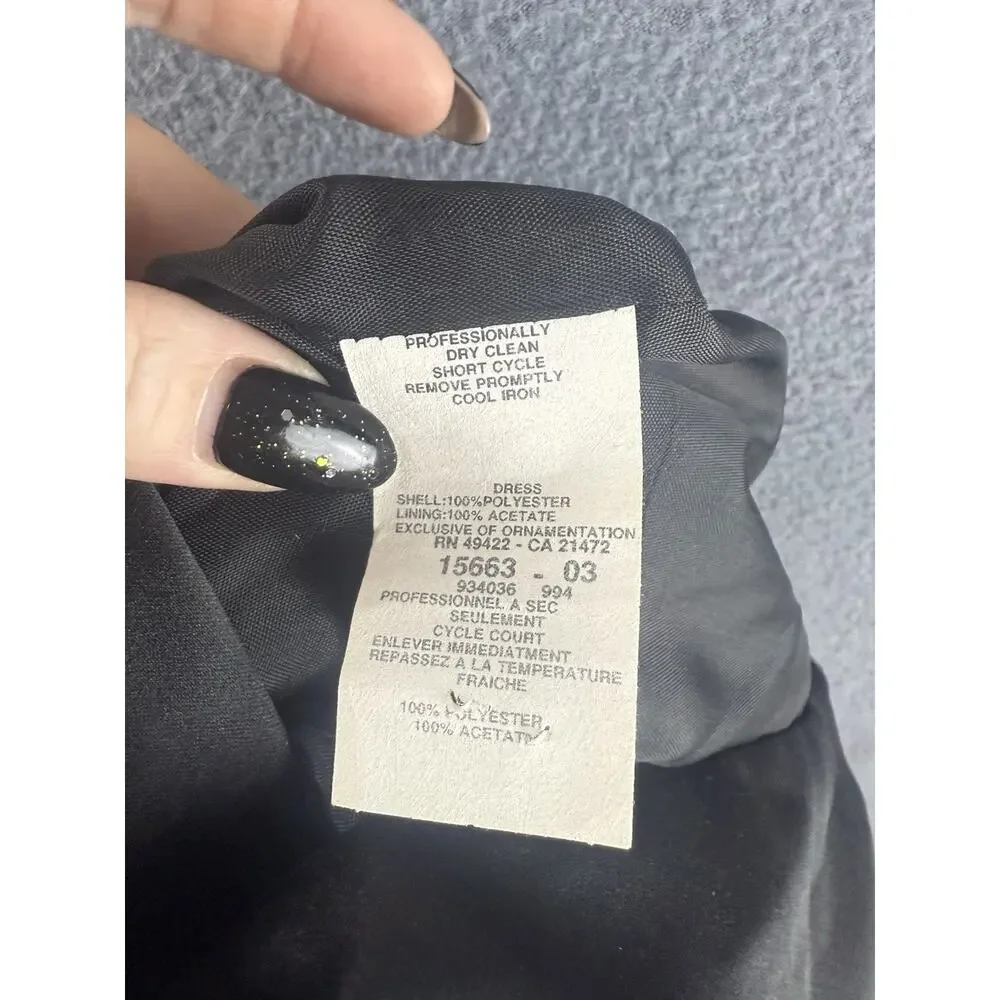 VTG Scott McClintock Black Satin Maxi Dress Square Neck Size 8 Made in USA